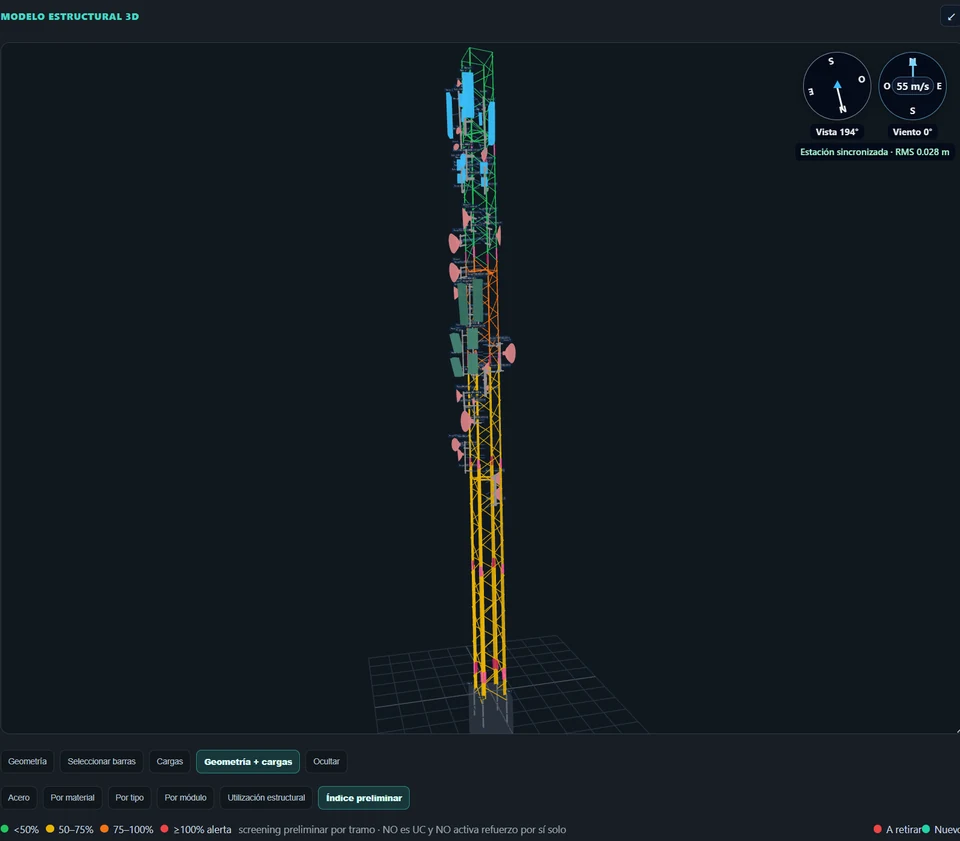 Modelo estructural de una torre de telecomunicaciones