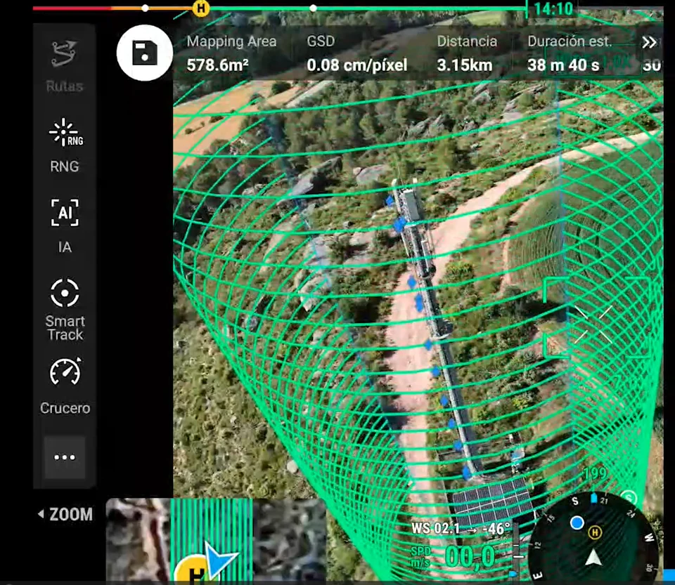 Planificación de un vuelo con trayectorias alrededor de una torre